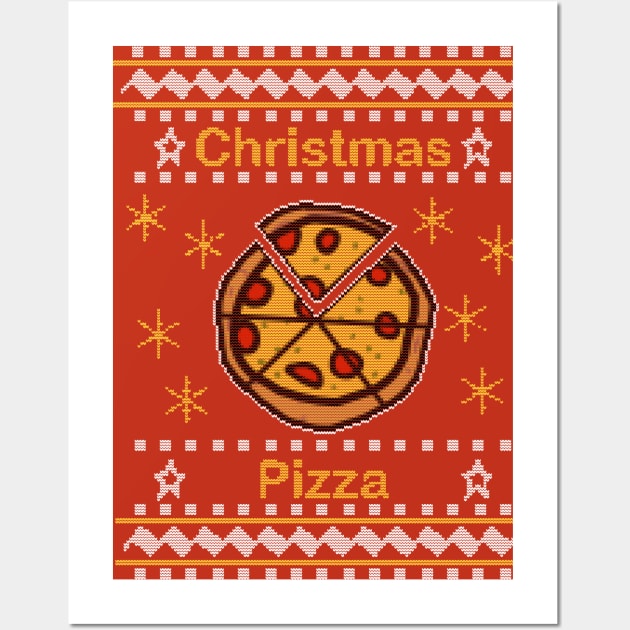 Food Ugly Christmas Sweaters Pizza Wall Art by ellenhenryart